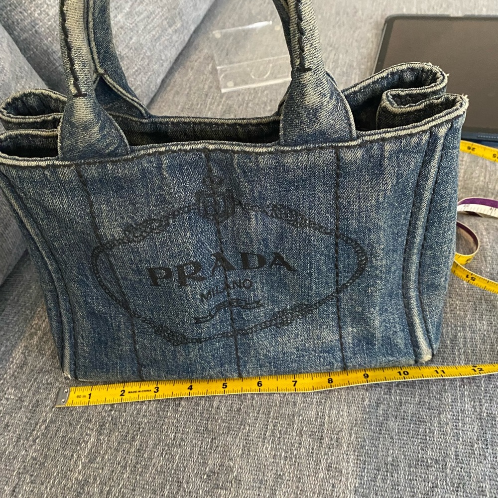 Prada Blue Denim Tote with Logo - Picture 9 of 13